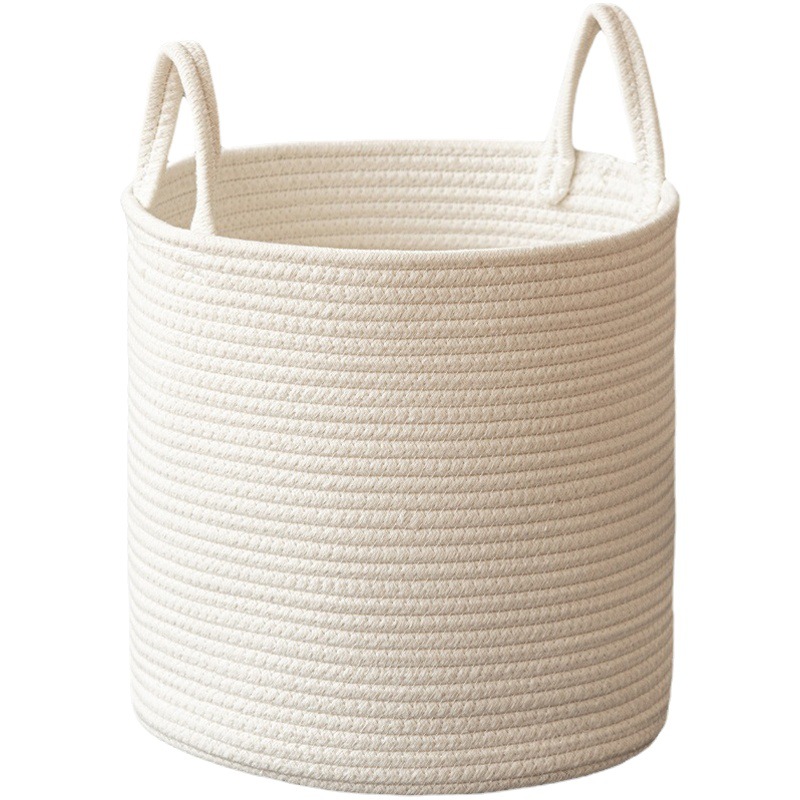 Cesta de almacenamiento tejida, manta decorativa, juguetes, ropa, caja de almacenamiento de zapatos con asa, decoración del hogar para sala de estar, yute