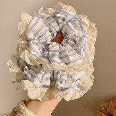 バレエ風レトロリボンストライプヘアゴム甘い女の子ポニーテールゴムバンドヘアロープ学生ヘッドバンドヘアアクセサリー