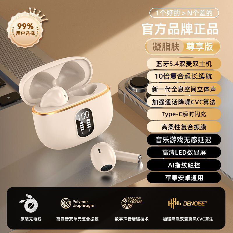 真无线降噪蓝牙耳机半入耳式超长续航迷你运动跑步男女生游戏双耳|undefined