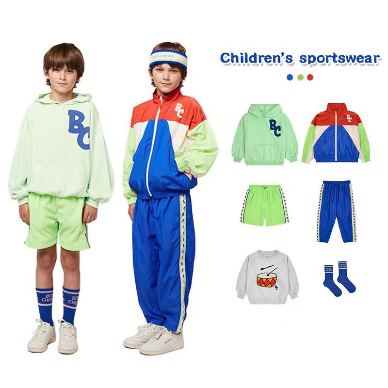 ! 2024 Summer BC European and American Style Ins Trendy Cool Boys' Color-Blocking Thin Jacket Girls' Sweater Set