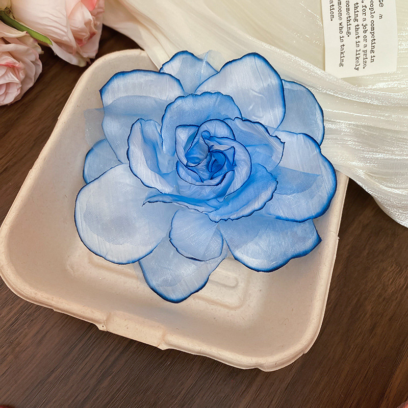 Tejido malla flor lateral clip de pico de pato foto atmósfera horquilla casual estilo vacaciones tocado accesorios para el cabello sentido de alta gama