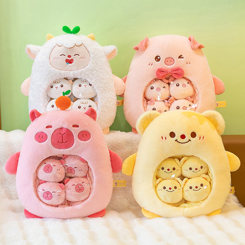 Almohada/cojín de peluche oficial y adorable de capibara, con snacks, muñeco suave, regalo para niñas o niños. image 1