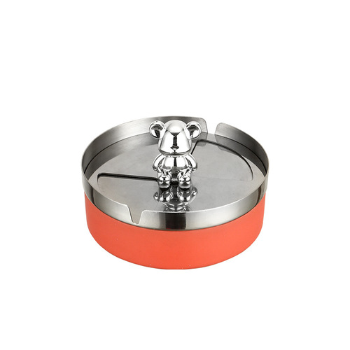 Small Bear Ashtray with High-End Design, Cover, Anti-Dust, Bar, Restaurant, Rotating Ashtray for Office