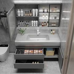 軽豪華可麗耐肌感一体盆シンプル知能浴室キャビネットセットトイレ一体式浴室キャビネット洗面台