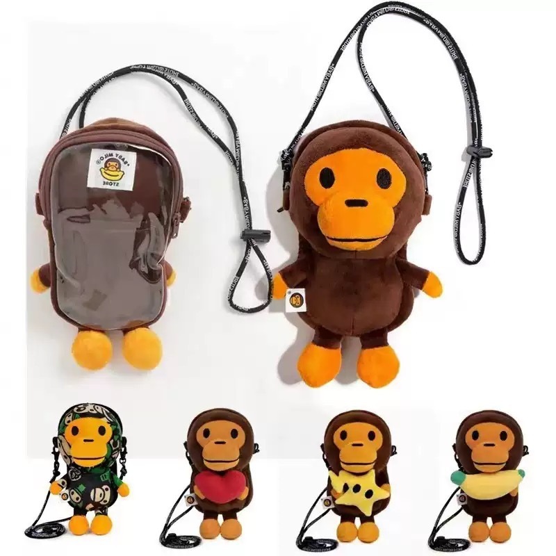 潮牌BABY MILO MOBILE PHONE BAG猴子儿童斜跨包包手机迷你单肩包|undefined