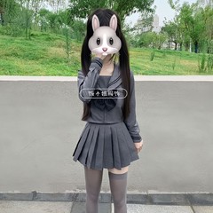 原创jk制服基础款灰色二本水手服长短袖衬衫上衣中间服百搭灰JK裙