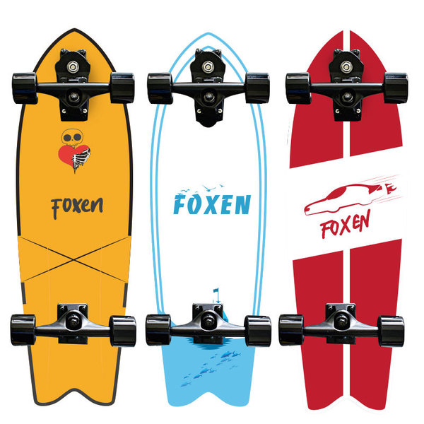 FOXEN Surfskate land surfboard manufacturer brushing street fish…