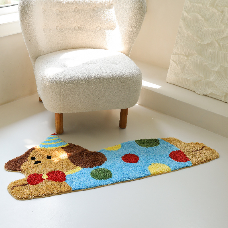 Cartoon Cute Imitation Cashmere Carpet Bathroom Mat Bedroom Skin Friendly Carpet Living Room Decorative Carpet Dirty Resistant Non-Slip Carpet