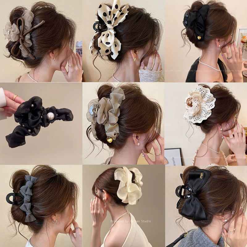 Satin Bow Hair Clip with a High-End Feel, Exquisite Large Claw Clip for Women, New Style Pleated Shark Clip for Full Back-Of-The-Head Look Satin Bow Hair Clip with a High-End Feel, Exquisite Large Claw Clip for Women, New Style Pleated Shark Clip for Full Back-Of-The-Head Look