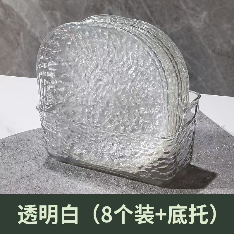 冰川纹家用吐骨碟轻奢简约水波纹餐桌垃圾盘透明桌面吐骨碟小盘子|undefined