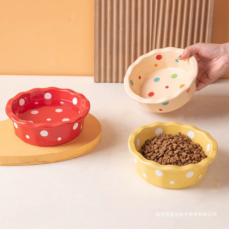 Градиентная чаша для домашних животных Cute Ins Fengbo с горошком, керамическая миска для десертов, завтрака, бытовая миска для выпечки риса