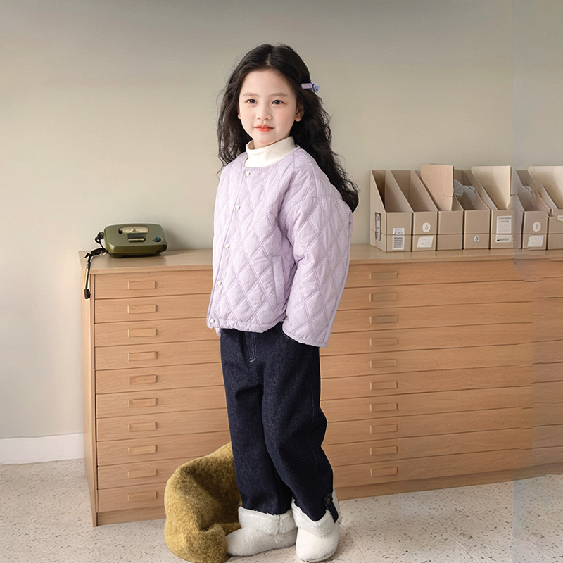 아티 팩트면 패딩 재킷 자켓이 달린 어린이 교복 따뜻한 2024 겨울 서양식 면화 패딩 재킷
