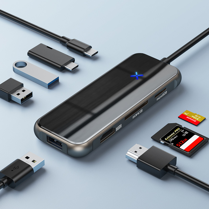 Type-C Expansion Dock Eight-in-One Hub Compatible with Huawei MacBook Laptops, HDMI External USB Expander