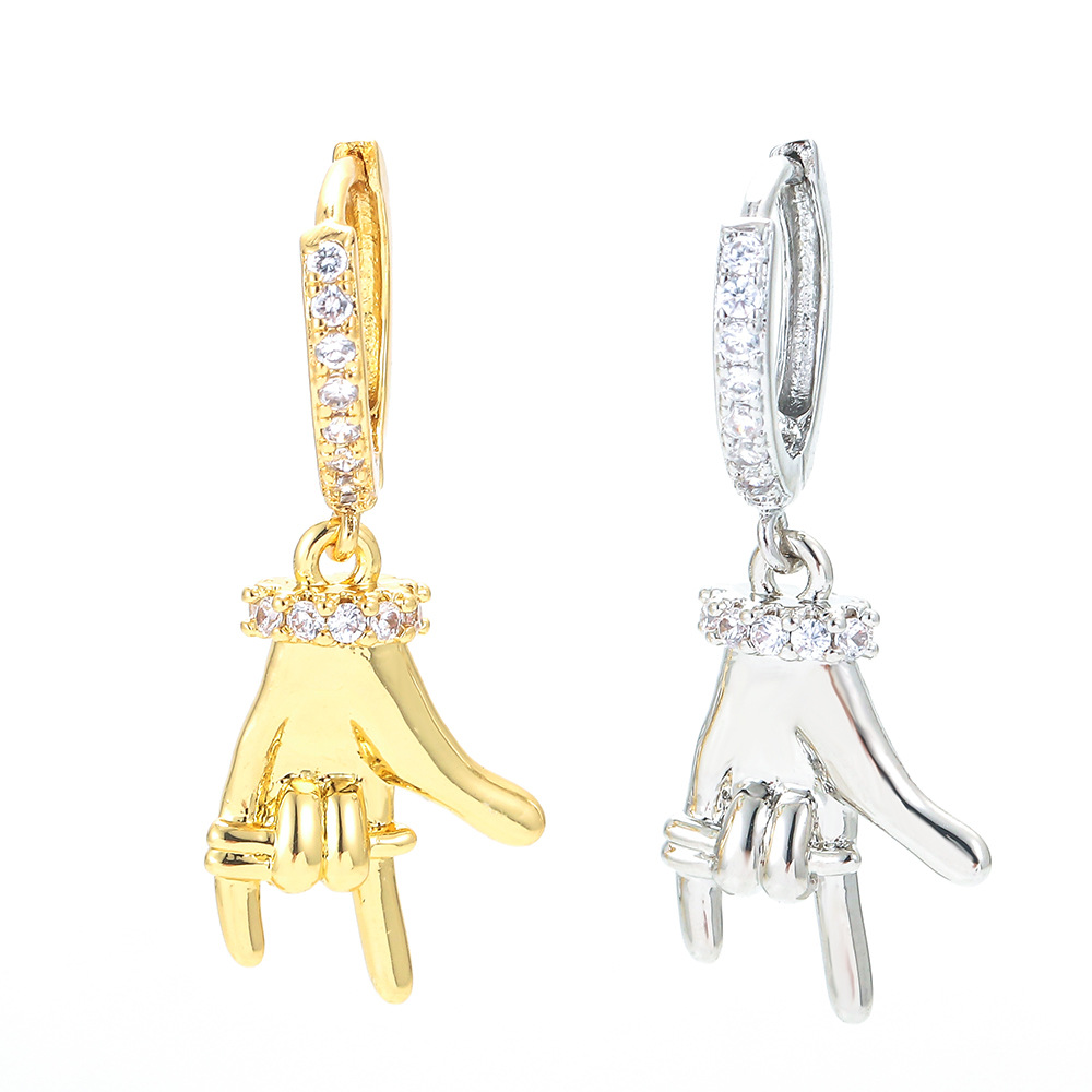 10g Weight New Personalized Metal Gesture Style Retro Simple Earrings