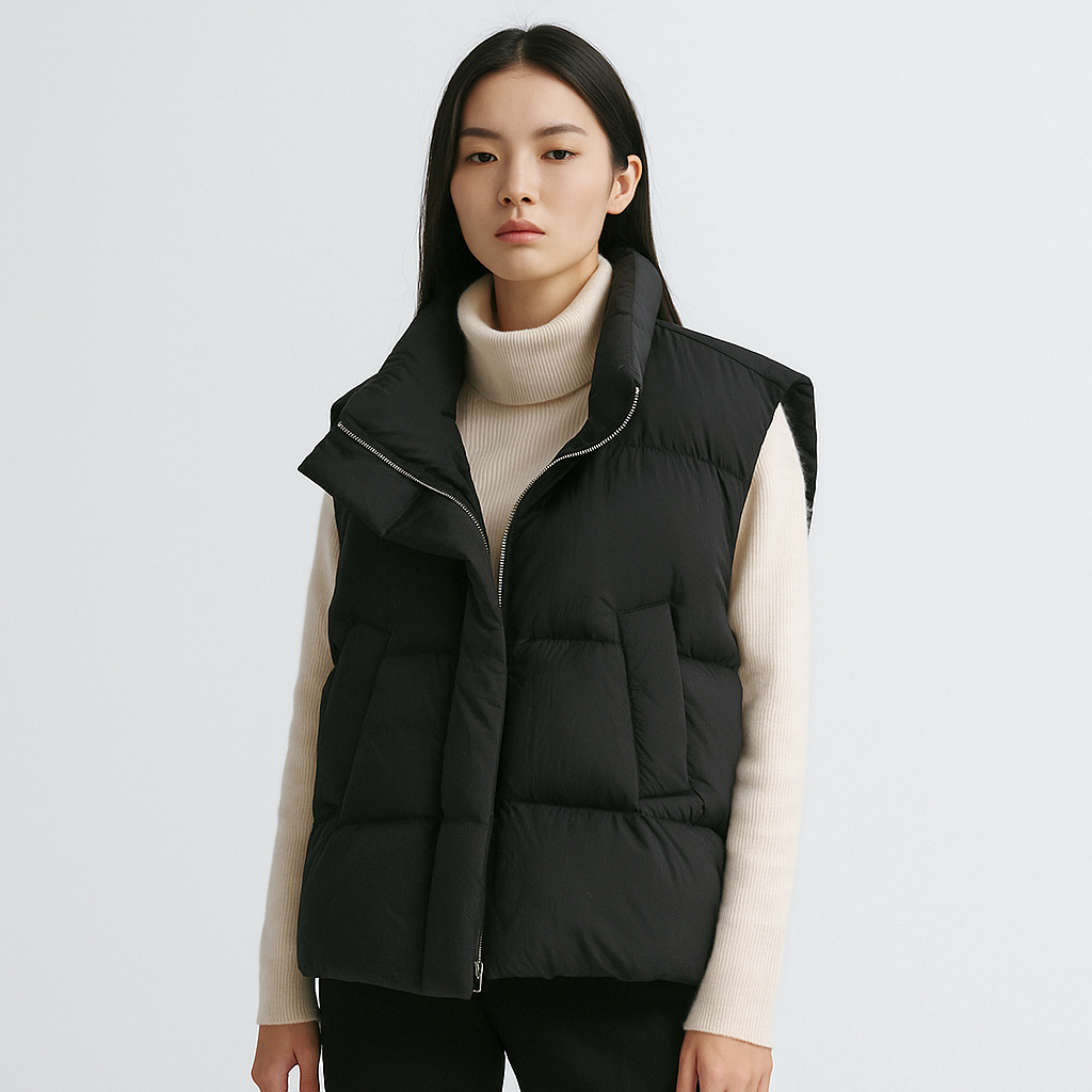 Pinghu Soft Mushroom 다운 재킷 심플 빵 조끼 여성용 다운 조끼 가을, 겨울 짧은 루즈 조끼