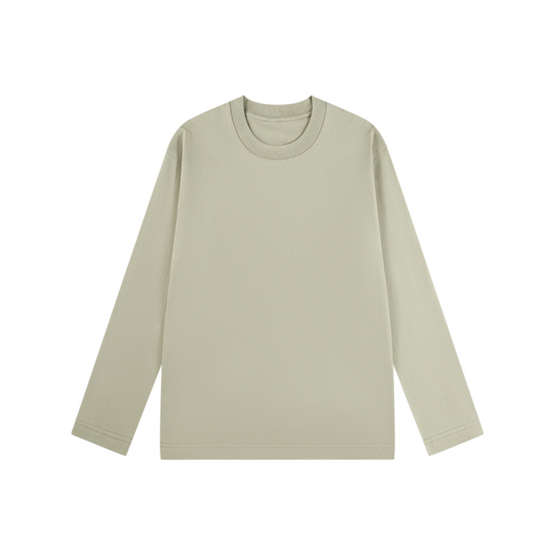 230グラム秋新疆精櫛棉重ポンド丸首純色長袖男tシャツゆるいシャツ代発|undefined