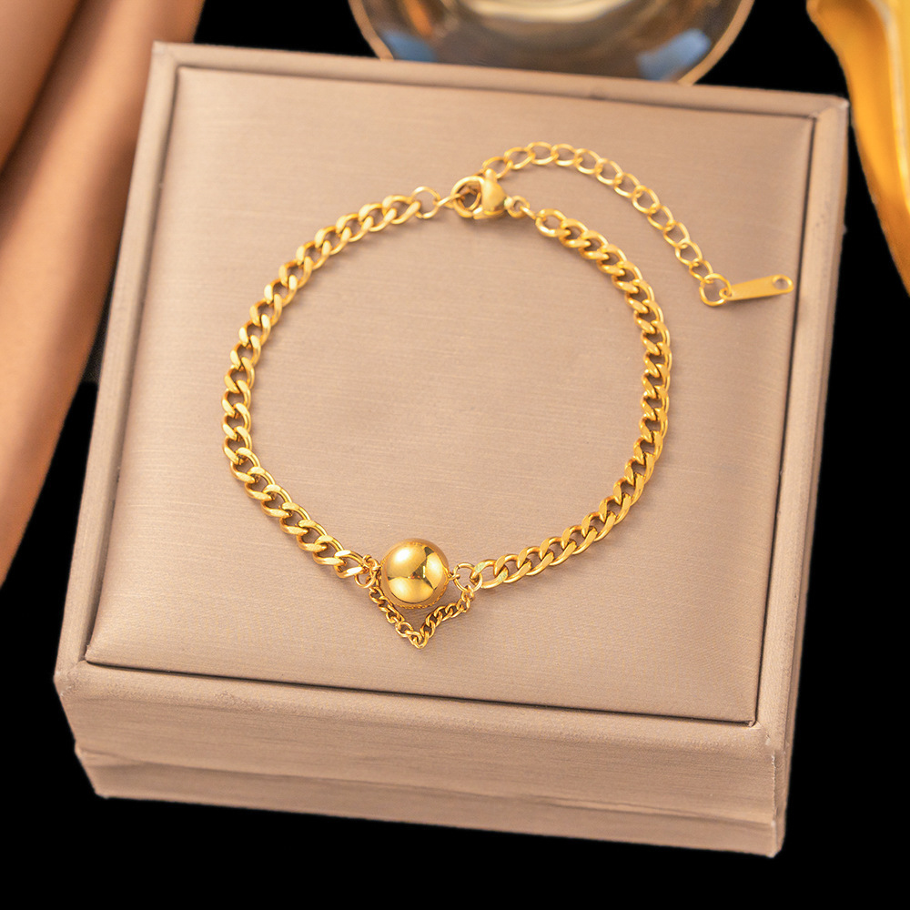 31【e210】one steel ball bracelet gold