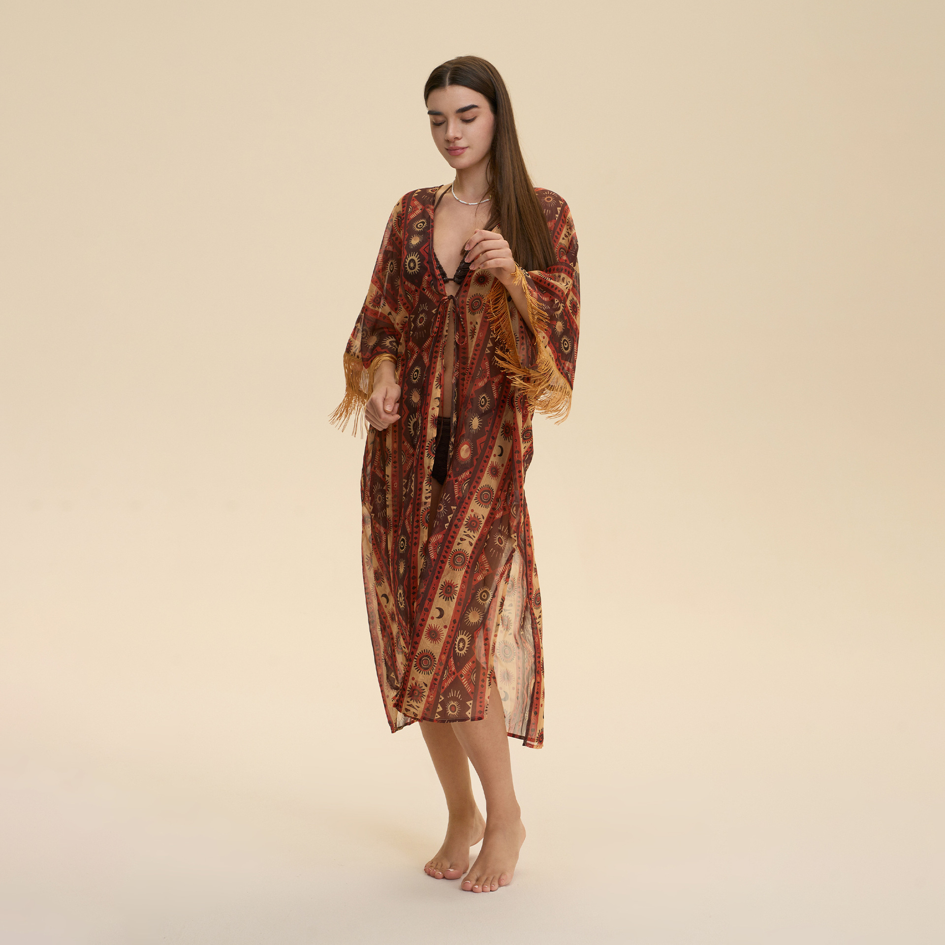 Amazon transfronterizo Europa y América de verano pijamas de chiffón camisas de playa de mujer túnica de abrigo abrigo ZP3940