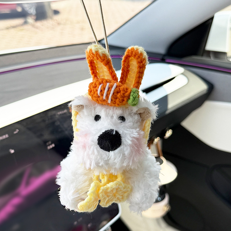 Adorable West Highland coches pegatados cachorro amor peluche coche colgante muñeca regalo de cumpleaños mujer