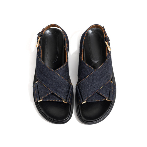 Women's  New Summer Cross Strap Thick Sole Fashion Sandals, Outwear Versatile Flat Roman Sandals