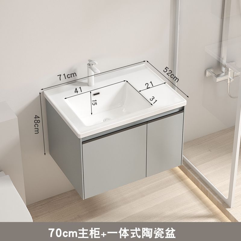 Gabinete de baño combinación de acero inoxidable que cuelga la pared del Gabinete cuarto de baño lavabo de almacenamiento espejo de almacenamiento rack de cerámica cuenca integrada