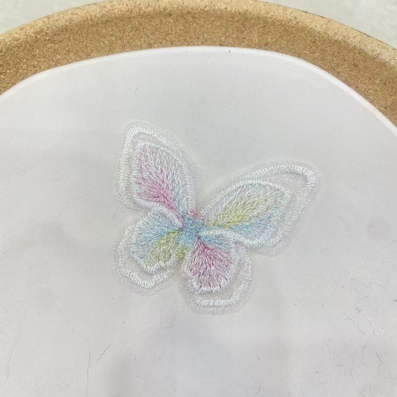 厂家直销服装辅料刺绣补丁贴彩色双层幻彩欧根纱刺绣蝴蝶布贴|undefined