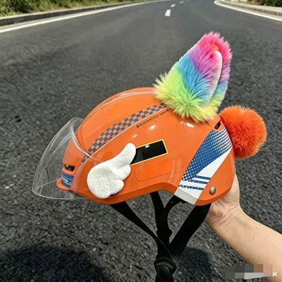 New helmet decoration with Motosiklet dəbilqələri - color-is-random-no-helmet-a-pair-of-colorful-ears-white-wings