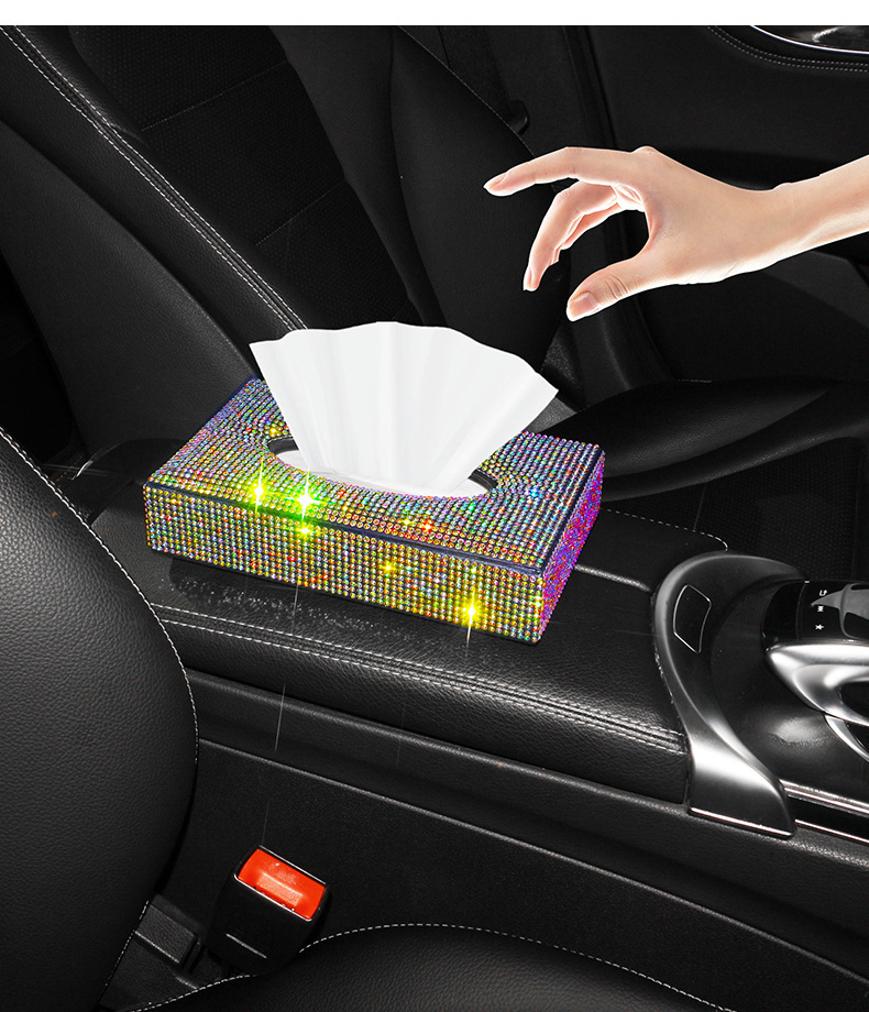 Creative Car Sun Visor Tissue Holder, Leather Dashboard Hanging Tissue Box, Car Armrest Tissue Box