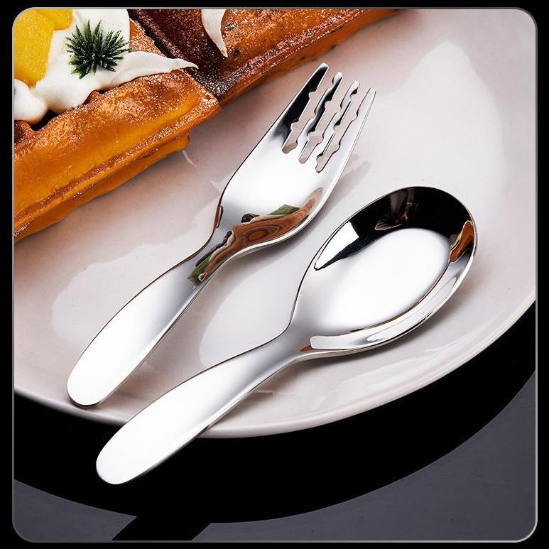 Cuchara de acero inoxidable 316 engrosada cuchara para niños cuchara plana del hogar chino bebé comiendo cuchara corta tenedor