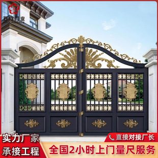 Chinese -style villa door aluminum alloy courtyard door electric automatic wall garden door anti -theft European -style aluminum art door