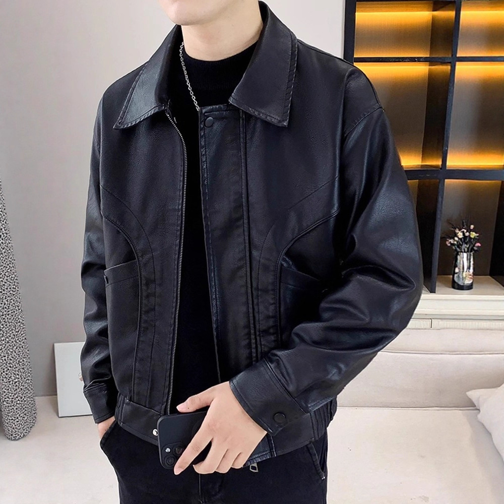 Alta sensación de locomotiva chaqueta de cuero hombre primavera y otoño 2025 nuevo estilo americano retro de alta gama chaqueta de moda de tamaño grande