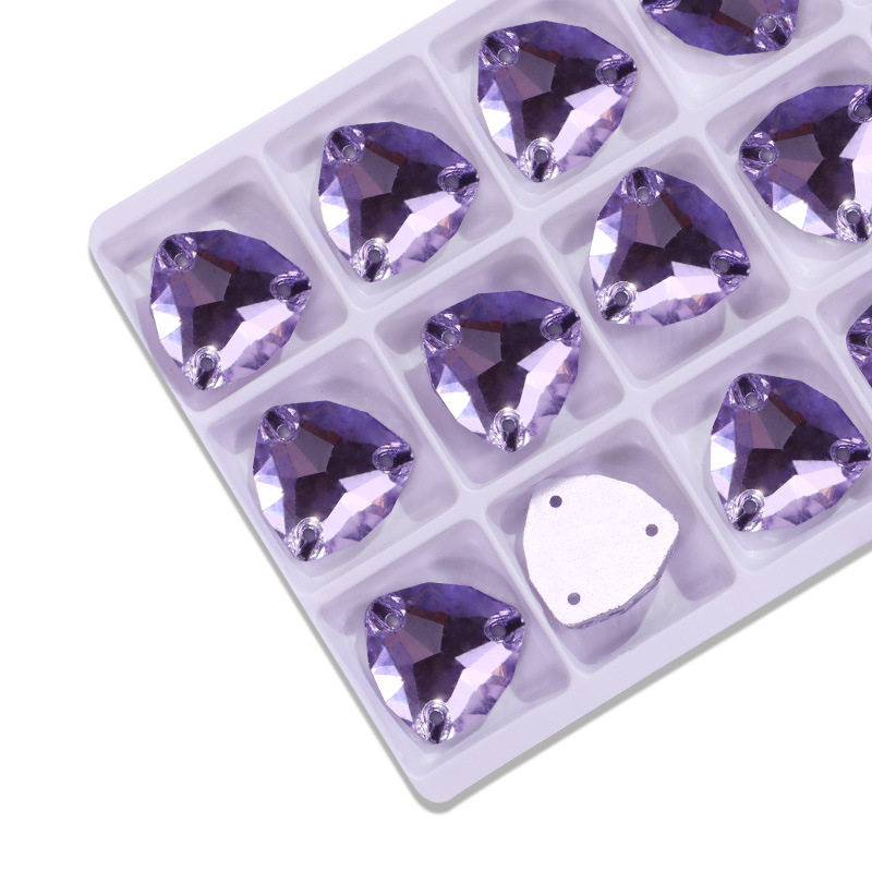 Triángulo gordo plano taladro de costura de mano triángulo gordo de vidrio de botón plano accesorios joyería DIY accesorios de ropa taladro