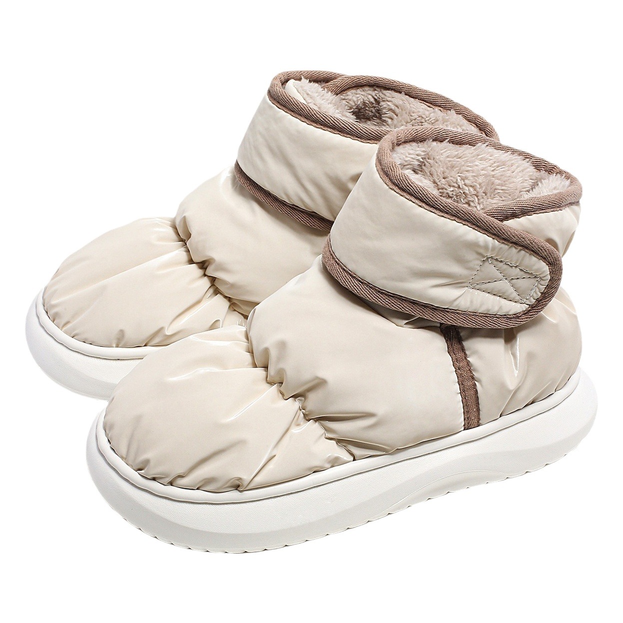 Zapatillas de algodón impermeables de invierno de las mujeres botas de nieve interior al aire libre casa felpa caliente confinamiento pareja zapatos de algodón hombres