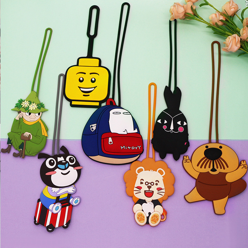 Personalizado creativo de grado alimenticio etiqueta de equipaje de silicona bolsos colgantes encantadores cubierta de tarjetas de embarque lista de maletas