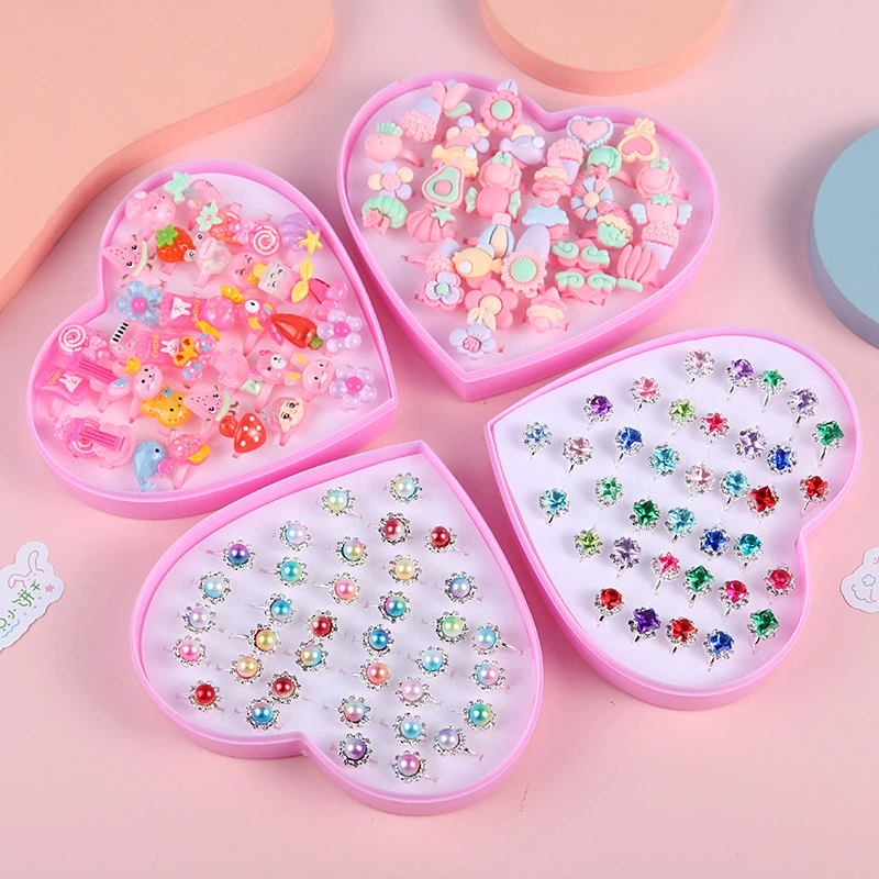 Детский экологичный набор для творчества: кольца из смолы, подарочная коробка, разноцветные кольца с кристаллами и стразами, ручная работа, модный ювелирный набор для девочек