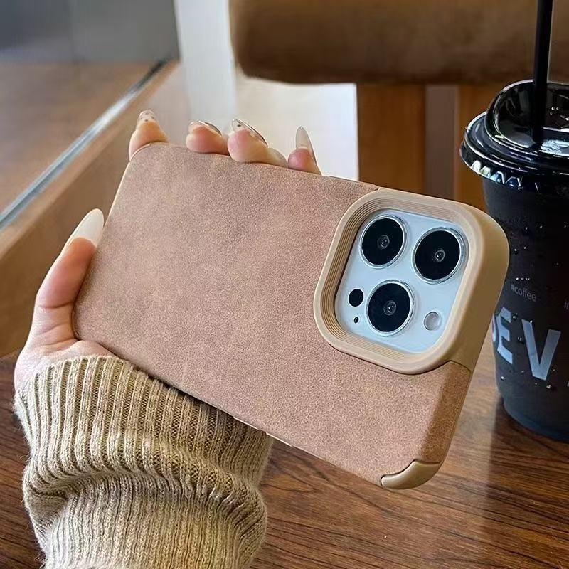 Funda de piel de cordero Tianti adecuada para Apple 16 Pro Max, color sólido para iPhone 15/14/13/12/electrochapada