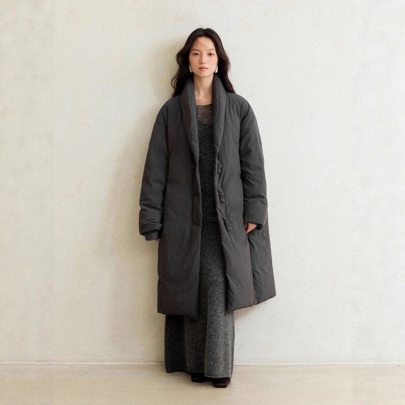 Down Jacket 90% down Women's 2025 New Three-Way Opening Special Buckle Mid-Length down Coat Loose V-Neck Outerwear C1130