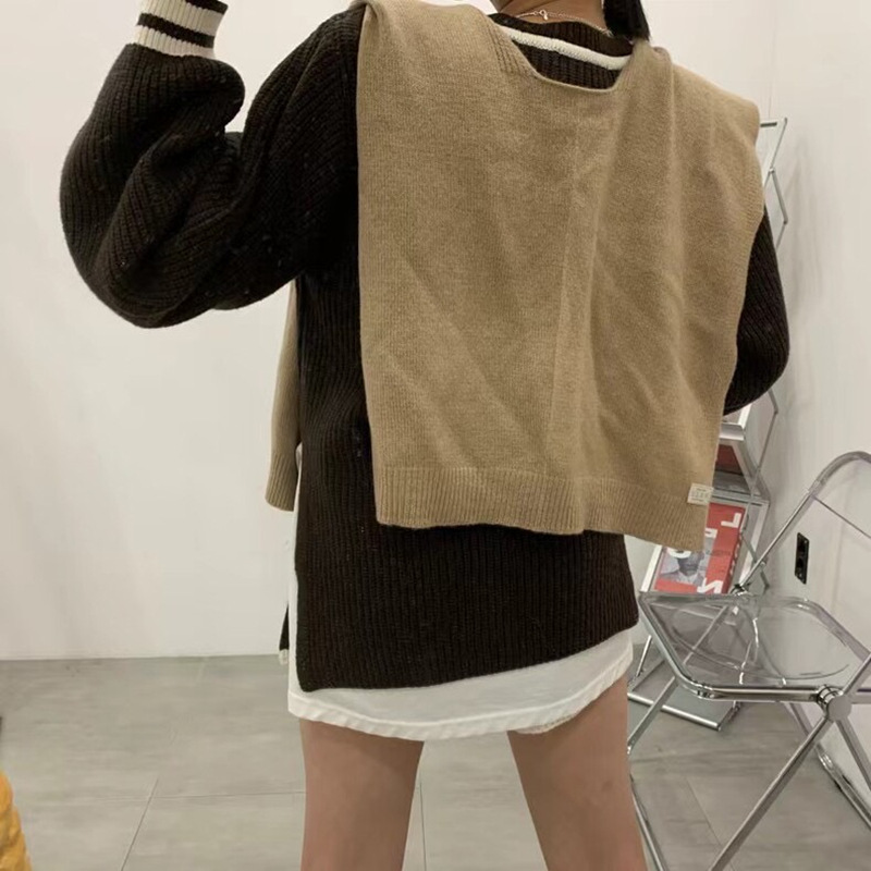 Coreano chic otoño invierno temperamento retro cuello en V suéter de punto de manga larga suelto + traje de pantalones cortos casuales de cintura alta