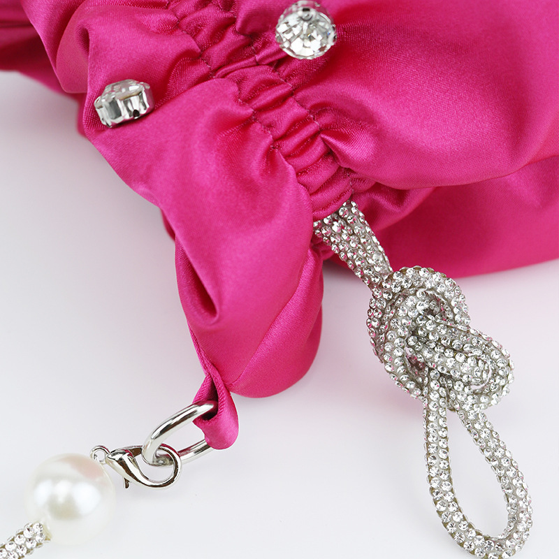 Bagages et sacs Nouvelle mode strass couleur unie sac de soirée à la mode simple sac à bandoulière perlé plissé cordon de serrage sac pour femme_voghion.com