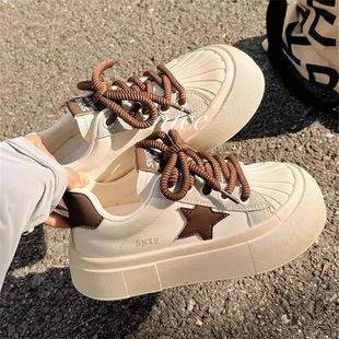 Thick-Soled Shell-Toe White Shoes for Women 2025 New Niche Ins Trendy Versatile Sneakers Summer Casual Big-Toe Shoes