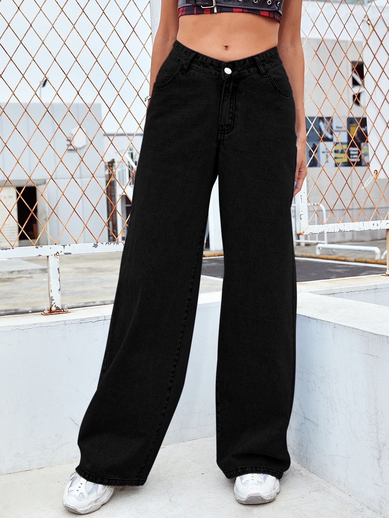 Women's Clothing Washed Denim Fashion Straight Trousers Jeans Women's Pants_ecoleips.com