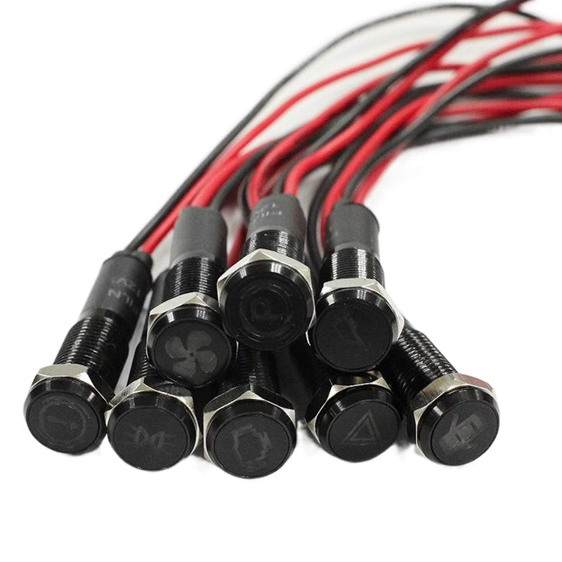 8-миллиметровый черный светодиодный индикатор 12В для автомобилей, водонепроницаемый, малогабаритный сигнальный фонарь, сертифицированный UL, от производителя