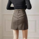 High waist A- line skirt sheath skirt slimming one-step skirt autumn women's new PU leather skirt skirt 2023