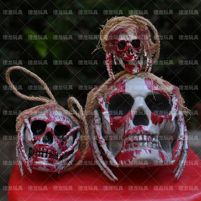 Halloween horrores de sangre calavera simulación cabeza de sangre colgando fantasma sala simulación de terror horror muebles casa embrujada