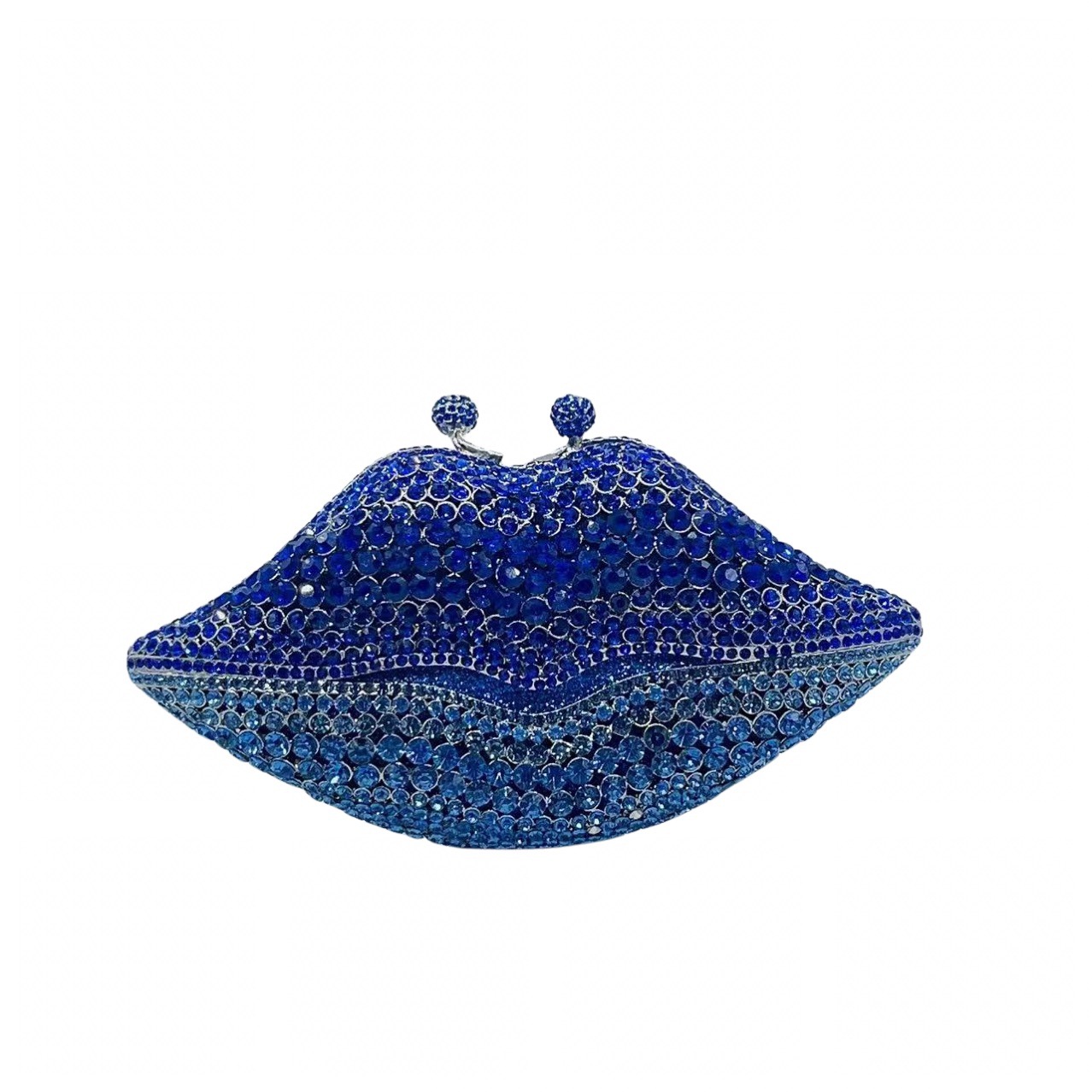 Túi clutch nữ đính đá dạ hội viền môi kim loại — màu đỏ đậm, Màu đỏ, Màu xanh lá, Màu xanh lam chi tiết 5