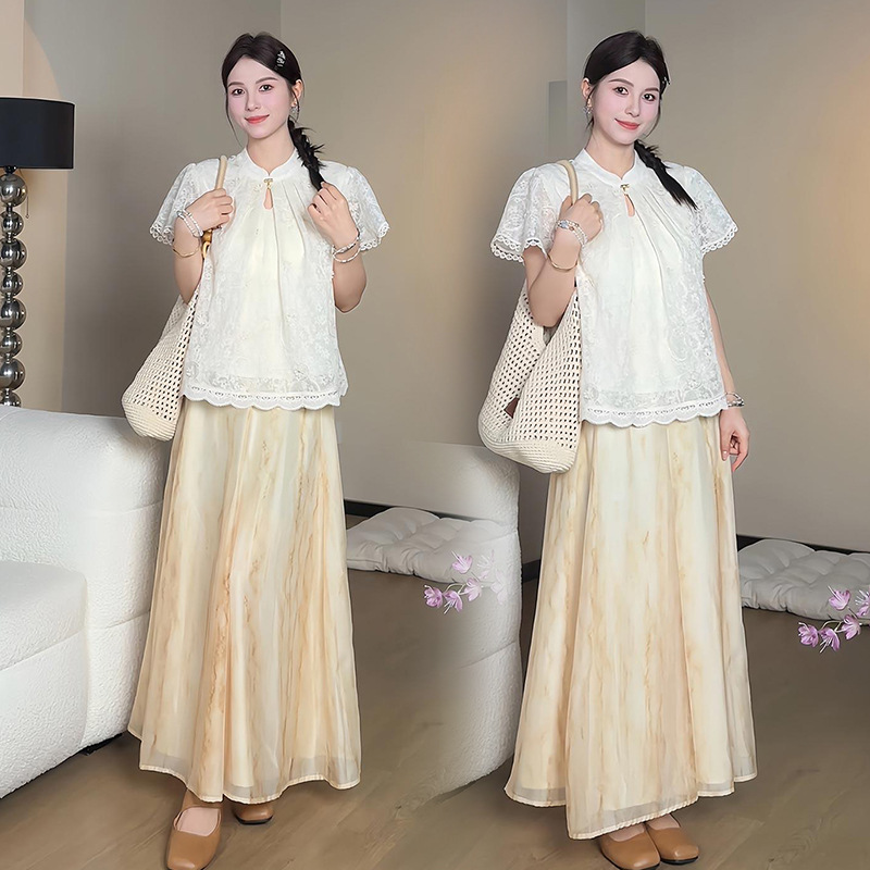 Summer three dimensional lace set for pregnant