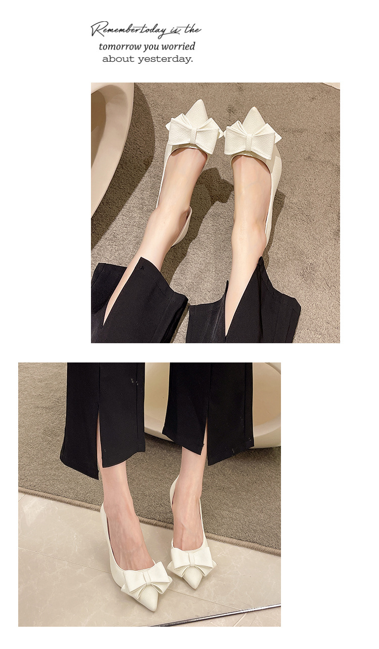 Women's Elegant Solid Color Bowknot Point Toe Pumps display picture 15