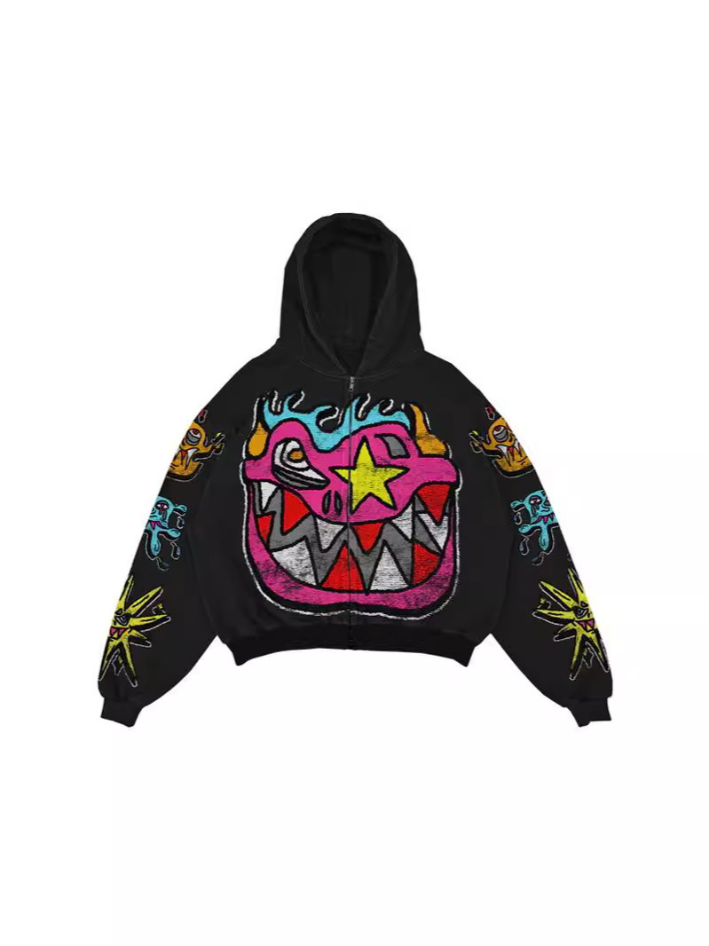 Men's Clothing European And American Trendy Brand Sweatshirt 3D Digital Printing Y2K Retro Unisex Loose Hoodie Sweatshirt_viptrois.com