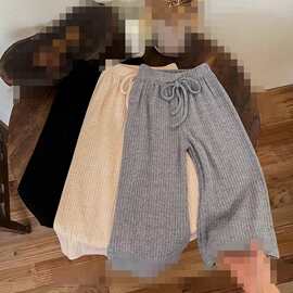 2025女童新款休闲裤洋气女宝宝休闲纯色阔腿九分裤