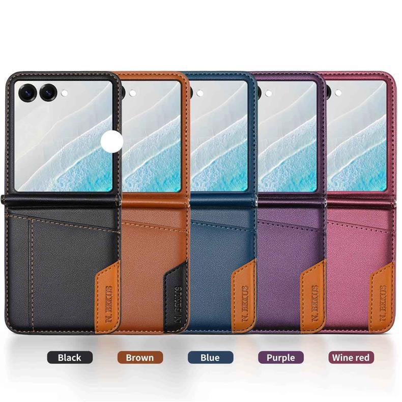 Suitable for Samsung Z Flip7 Mobile Phone Case Flip3/4/5/6 Spliced ​​Flip Leather Case Card Wallet Protective Cover